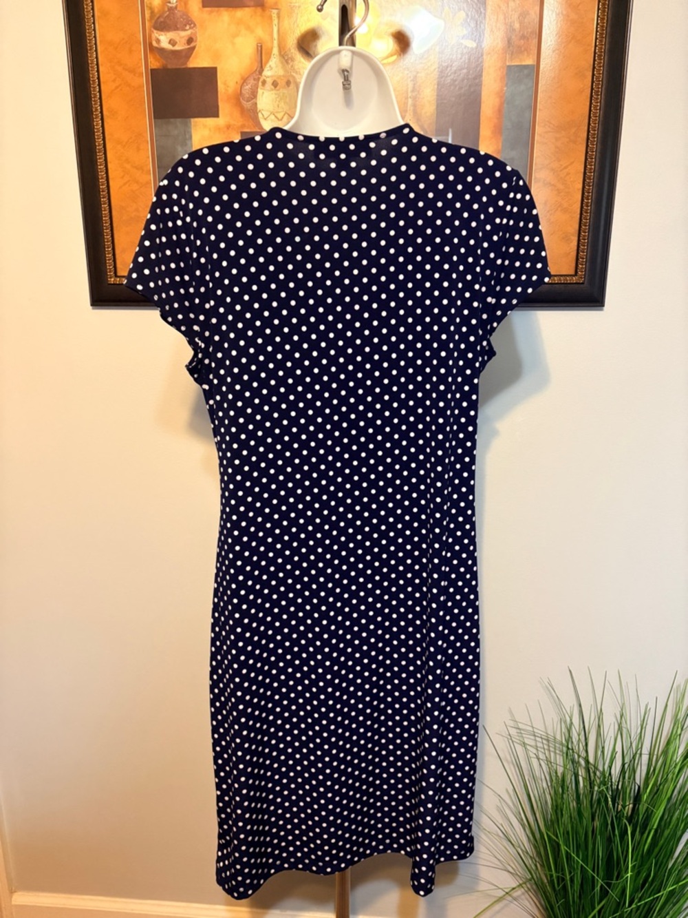 Jones New York Navy and White Polka Dot Midi Dress - Picture 4 of 5